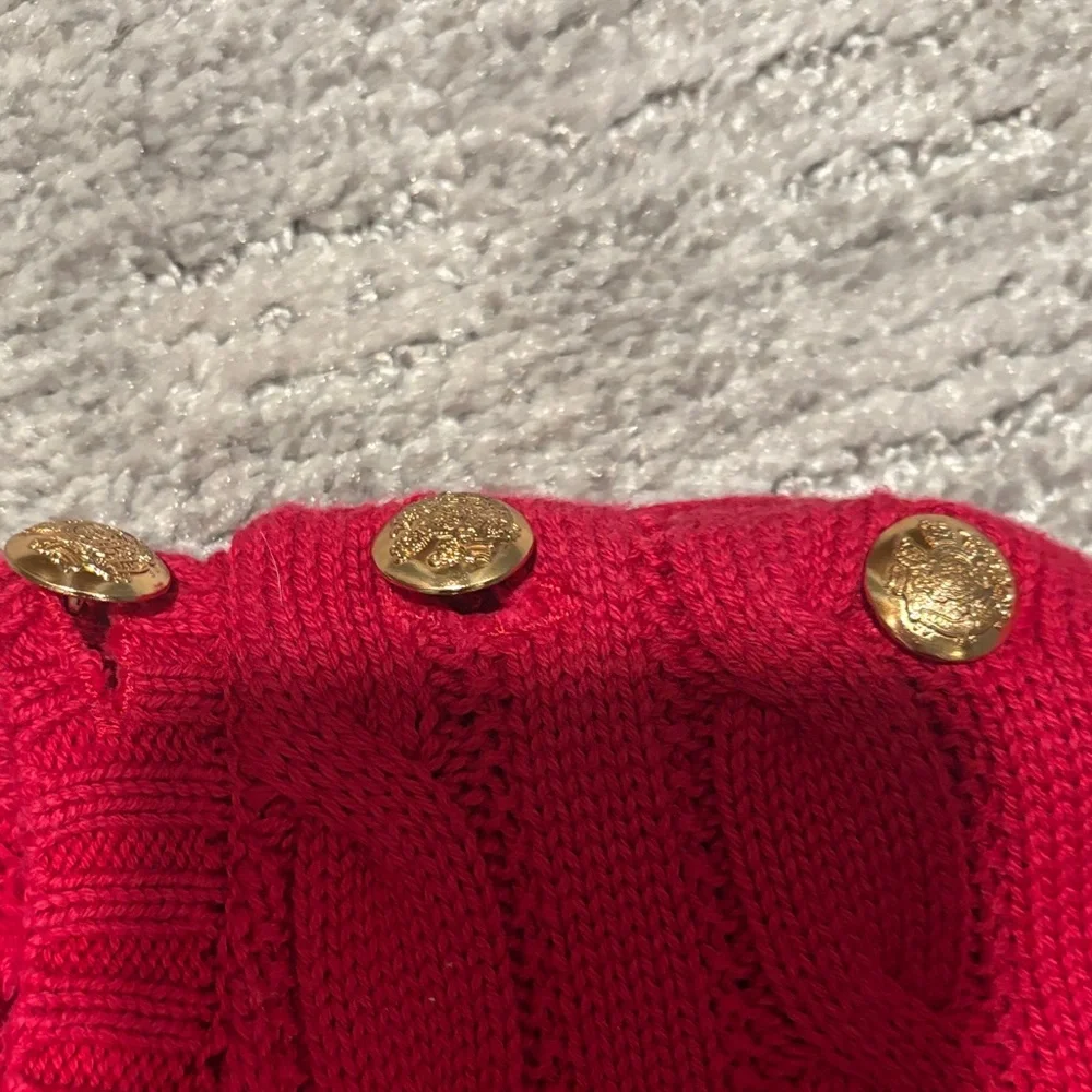 Lauren Ralph Lauren Red Cable Knit Sweater size L - Picture 6 of 12